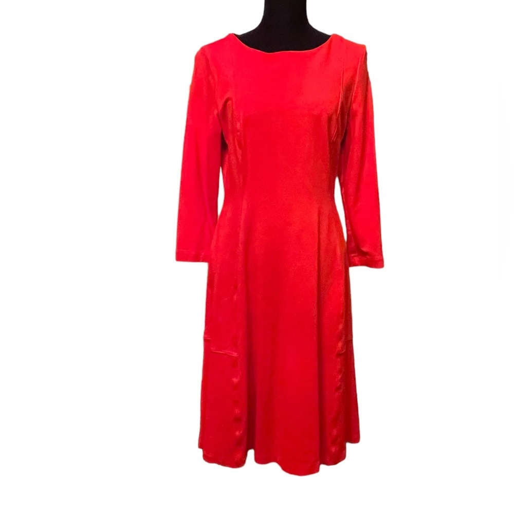 Lands End woman’s red long sleeve heavy knit dress,‎ size small (6-8)